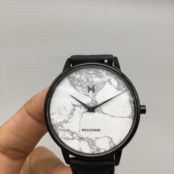 MVMT Marble Boulevard Watch Women 38mm Black Leather Band New Battery main image 8